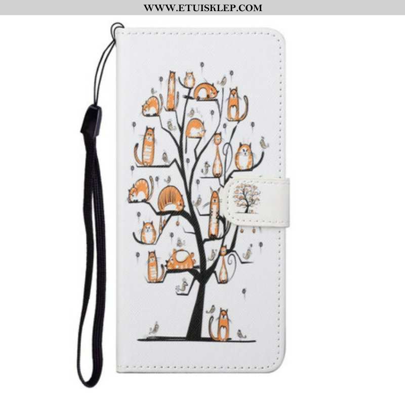 Etui Folio do Samsung Galaxy S21 FE z Łańcuch Funky Koty Z Paskiem